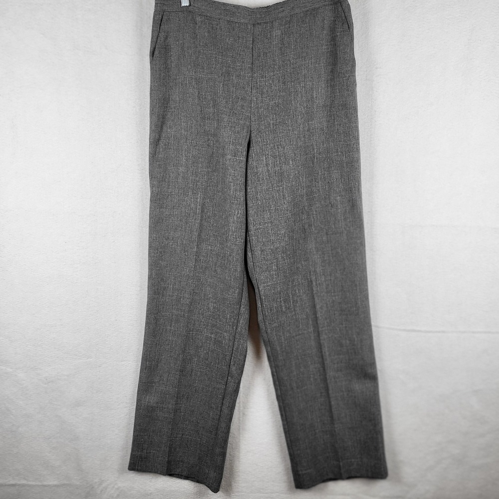Alfred Dunner Women's Gray Elastic Waist Straight Leg Pants Size 12